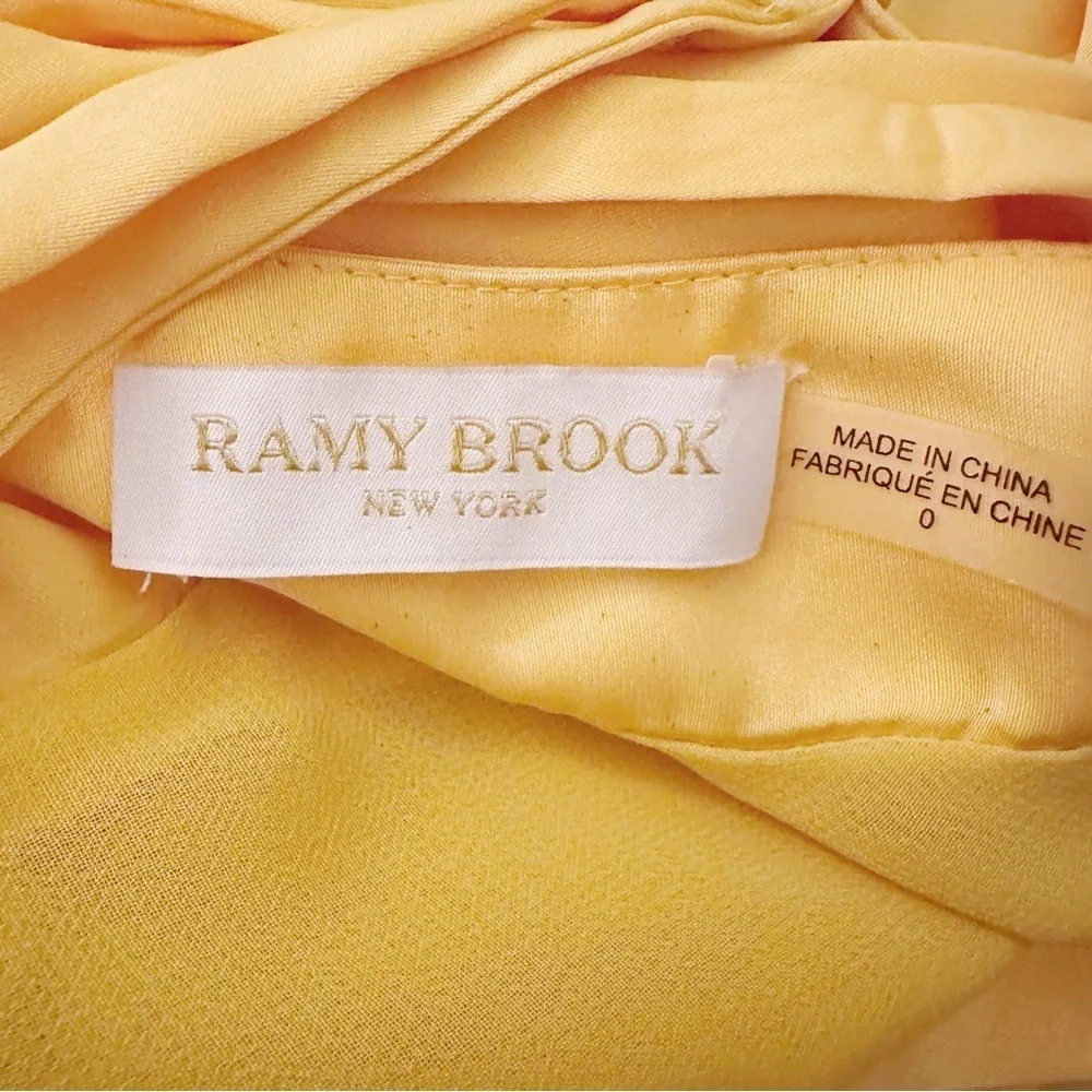 Ramy Brook Satin Draped Maxi Dress Canary Yellow